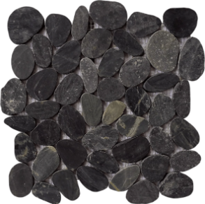 Black XL Sliced Pebble Interlocking - stone tile